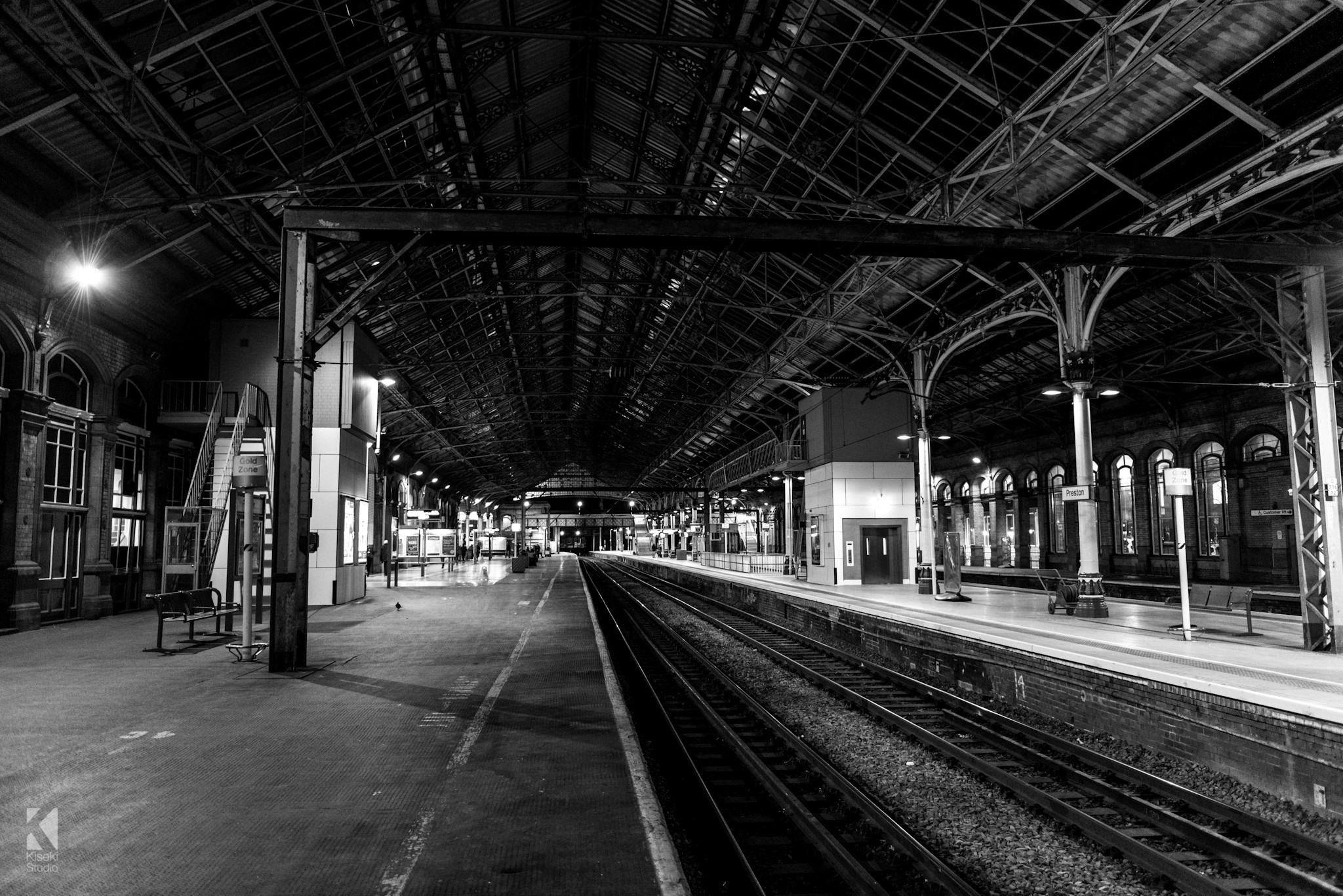 Preston Train Station black and white