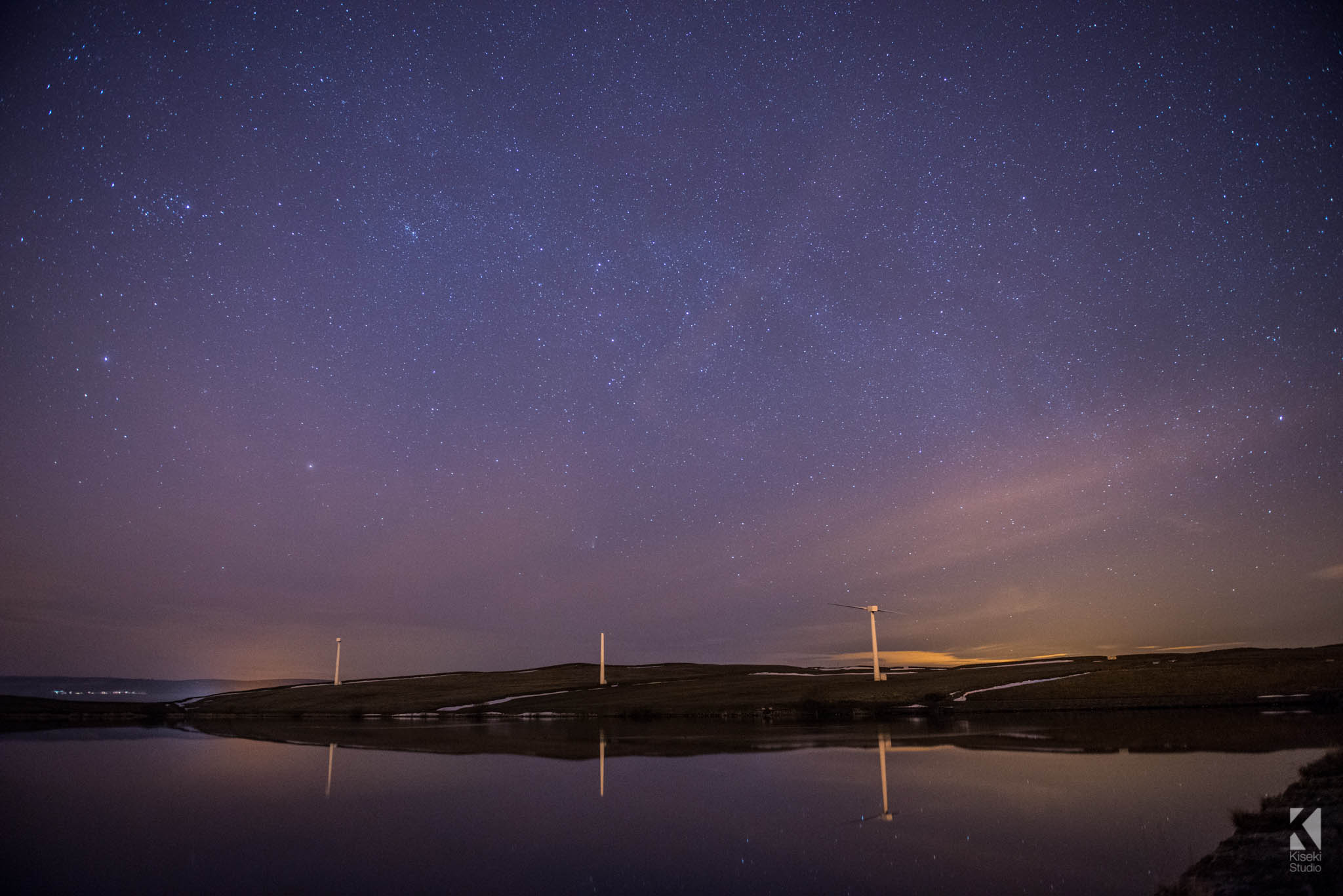 Chelker Reservoir at night with stars