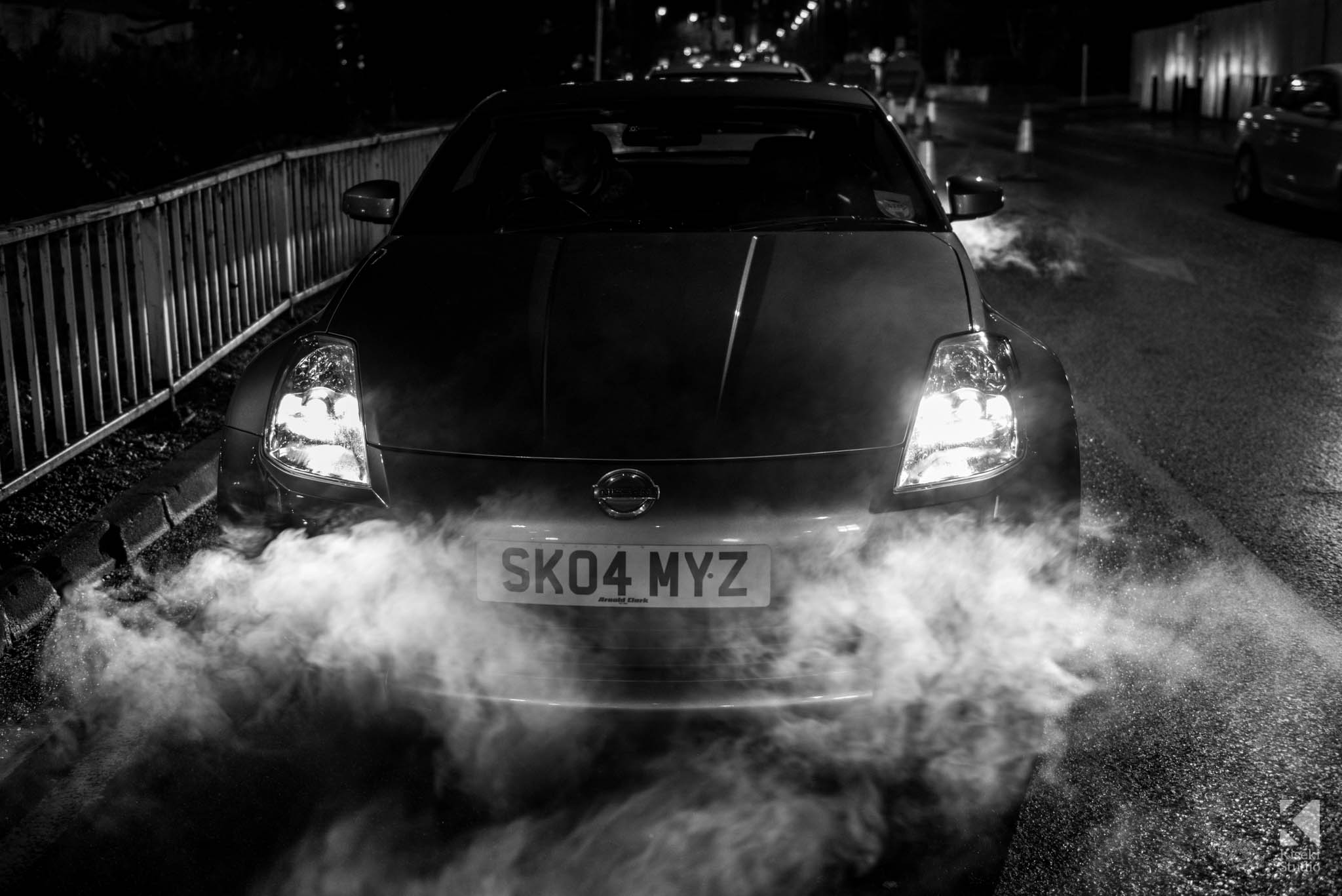 Nissan 350Z sat in smoke