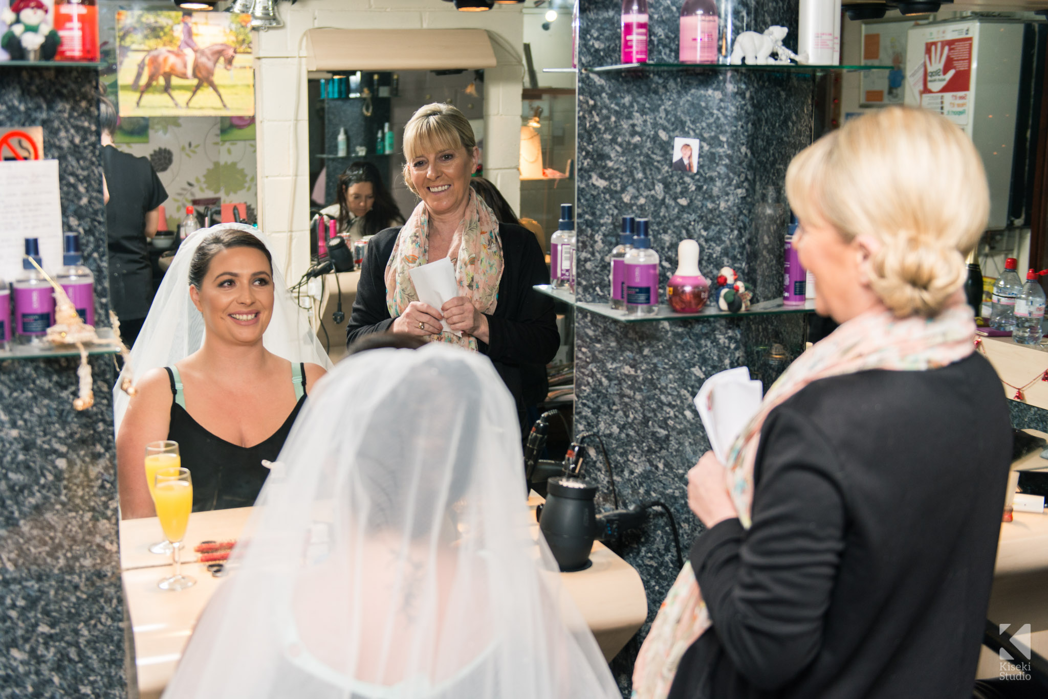 Bride and mother getting ready