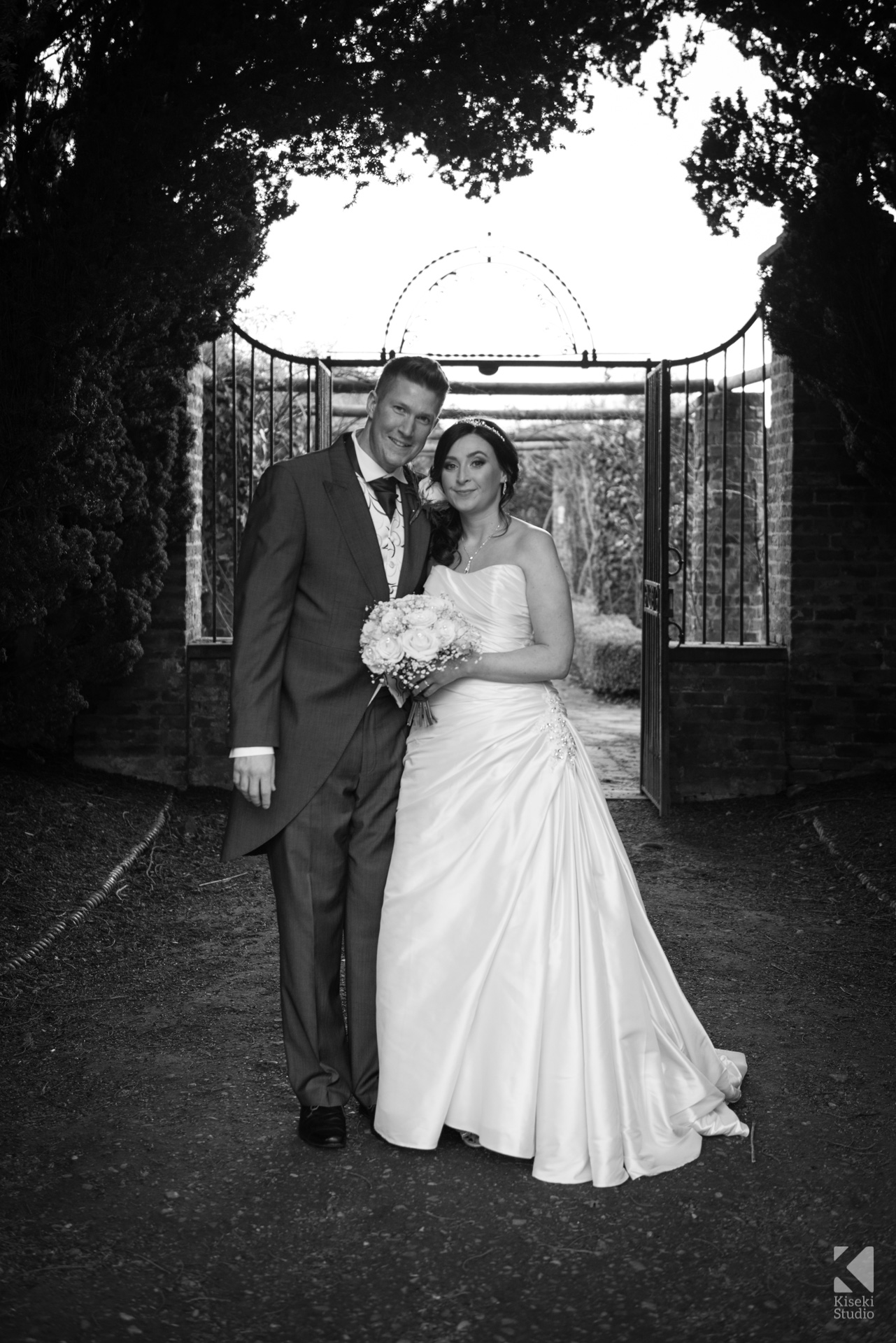 Ripley Castle Wedding - Bride and Groom outside in the grounds