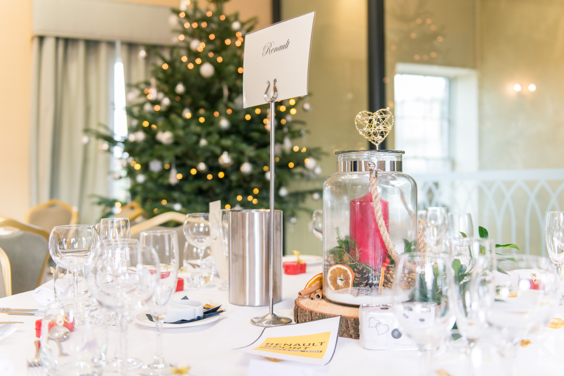 NYE Wedding at Ripley Castle - Reception Tables Decorated