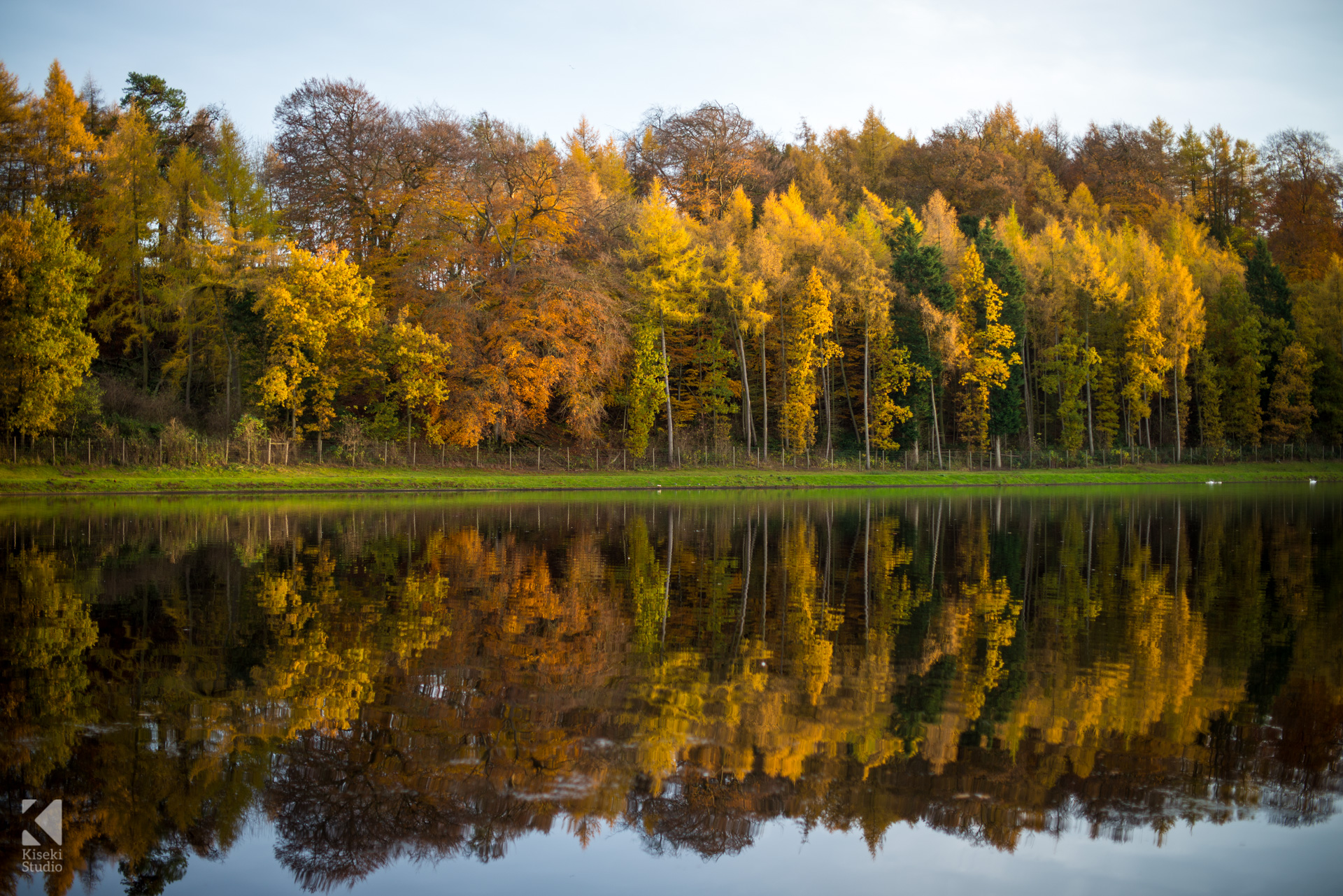 Studley Royal Park Lake Water Calm Autumn Reflections