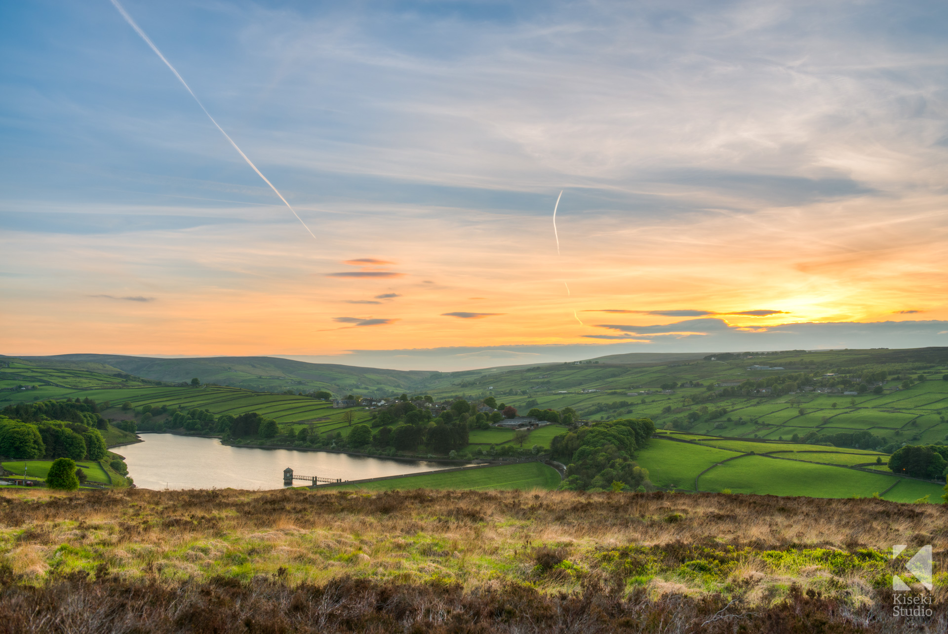 Sunset over Stanbury and Lower Laithe Reservoir