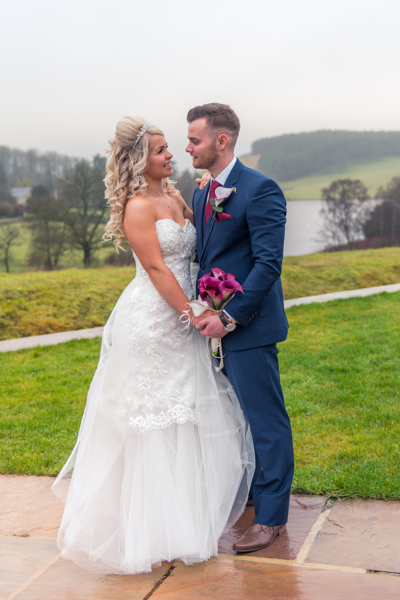 bride-groom-hair-beautiful-white-dress-suit-yorkshire-wedding-photography-coniston-hall-kiseki-studio